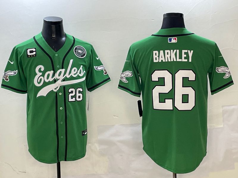 Men Philadelphia Eagles 26 Barkley Green three generations Jointly Name 2025 Nike Limited NFL Jersey style 8